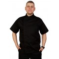 Куртка шеф-повара премиум черная рукав короткий (отделка черный кант) [00014]
