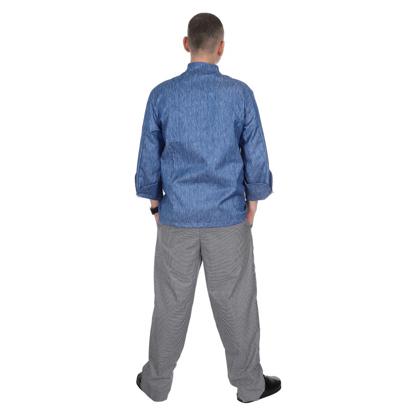 Куртка шеф-повара премиум джинсовая рукав длинный с манжетом [00012]