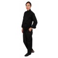Куртка шеф-повара премиум черная рукав длинный с манжетом (отделка черный кант) [00012]